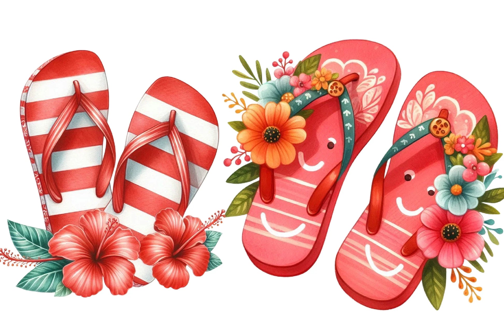 Retro Summer Flip Flops Clipart Bundle - CraftNest - Digital Crafting and Art