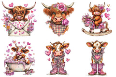 Valentine Cowboy Highland Cows Clipart Bundle - CraftNest - Digital Crafting and Art
