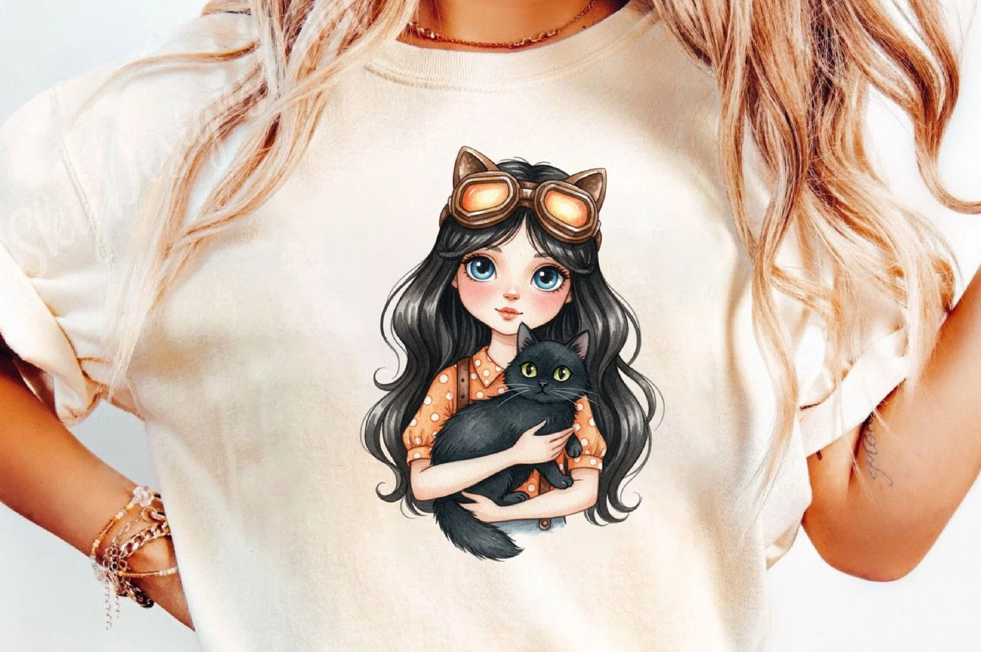 Quirky Girl with Cat Clipart Bundle - CraftNest - Digital Crafting and Art