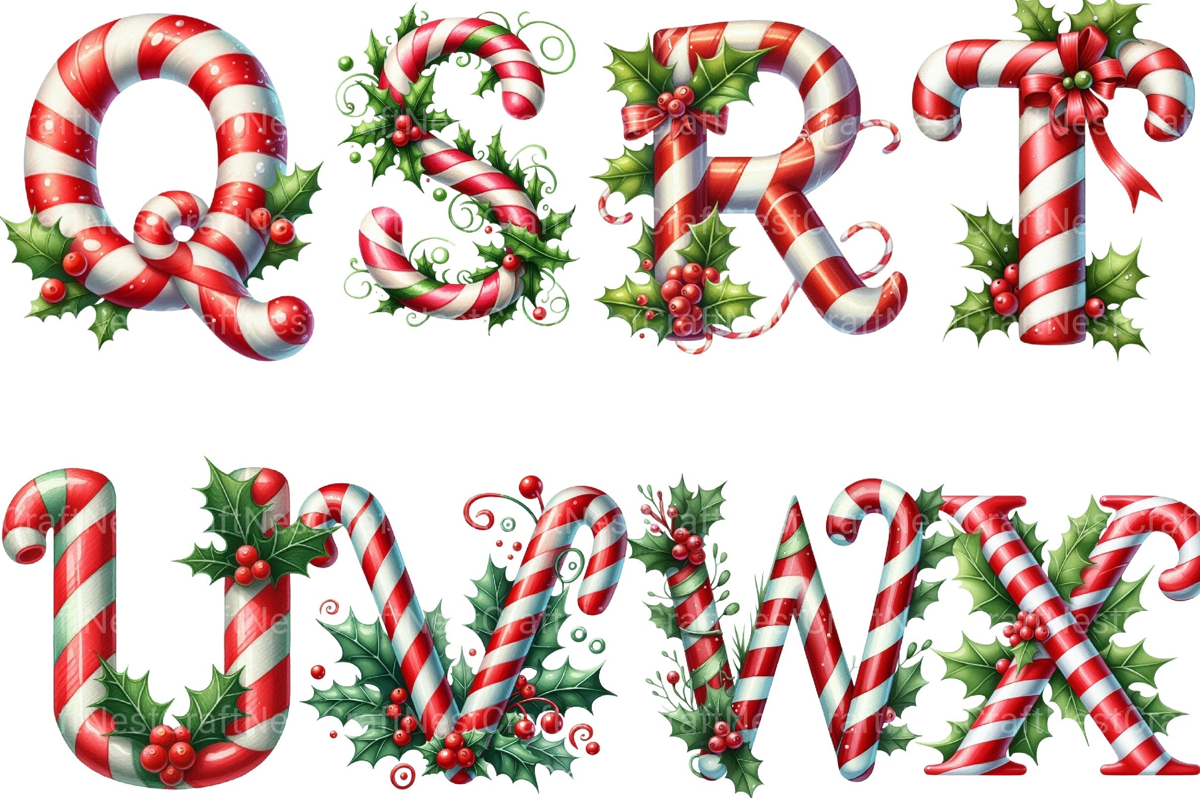 Christmas Alphabet Clipart Bundle 8 - CraftNest - Digital Crafting and Art