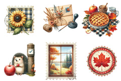 Autumn Fall Postage Stamp Clipart Bundle - CraftNest - Digital Crafting and Art