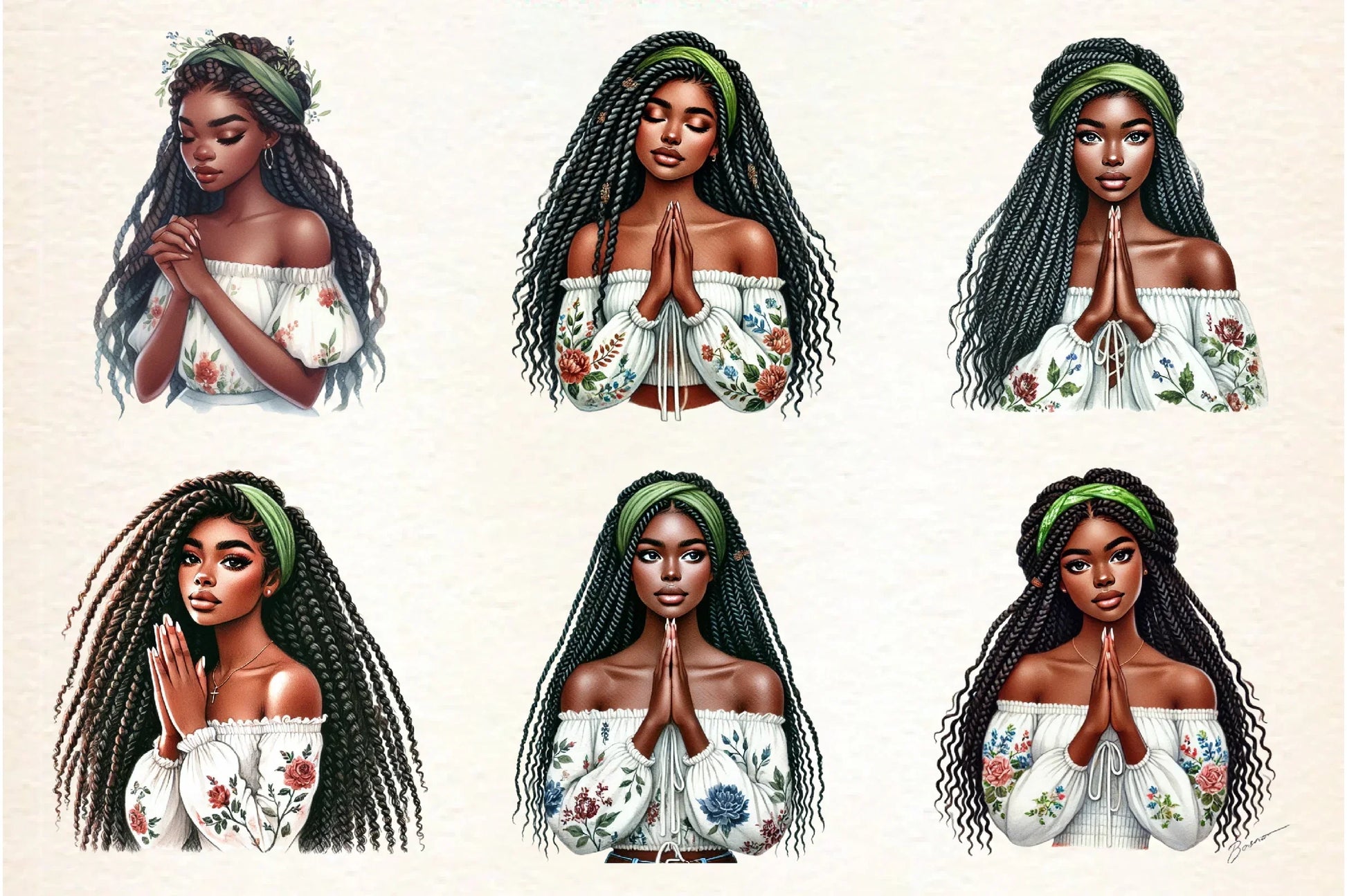 Black Girl Praying Clipart Bundle - CraftNest - Digital Crafting and Art