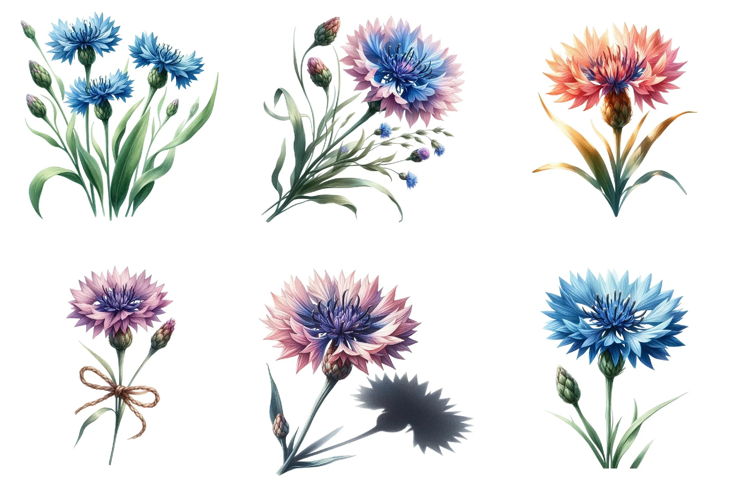 Blue Cornflower Clipart Bundle - CraftNest - Digital Crafting and Art