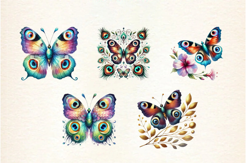 Peacock Butterfly Clipart Bundle - CraftNest - Digital Crafting and Art
