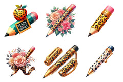 Leopard Teacher Pencil Clipart Bundle - CraftNest - Digital Crafting and Art
