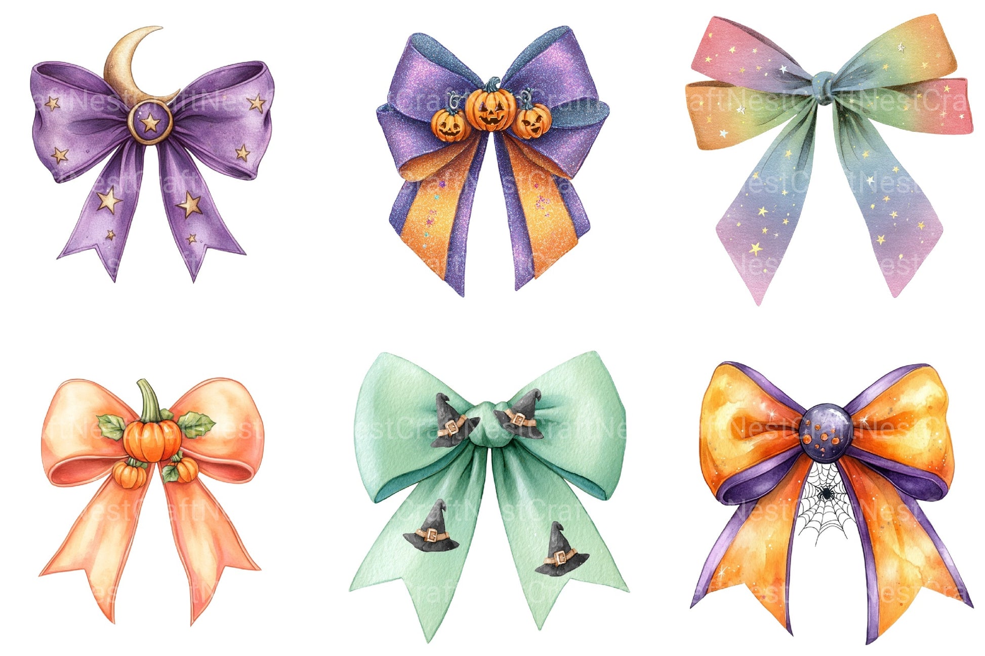 Halloween Coquette Bow Clipart Bundle 24 - CraftNest - Digital Crafting and Art