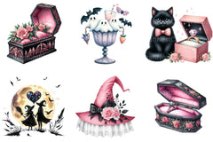 Pink Halloween Witch Wedding Clipart Bundle 17 - CraftNest - Digital Crafting and Art