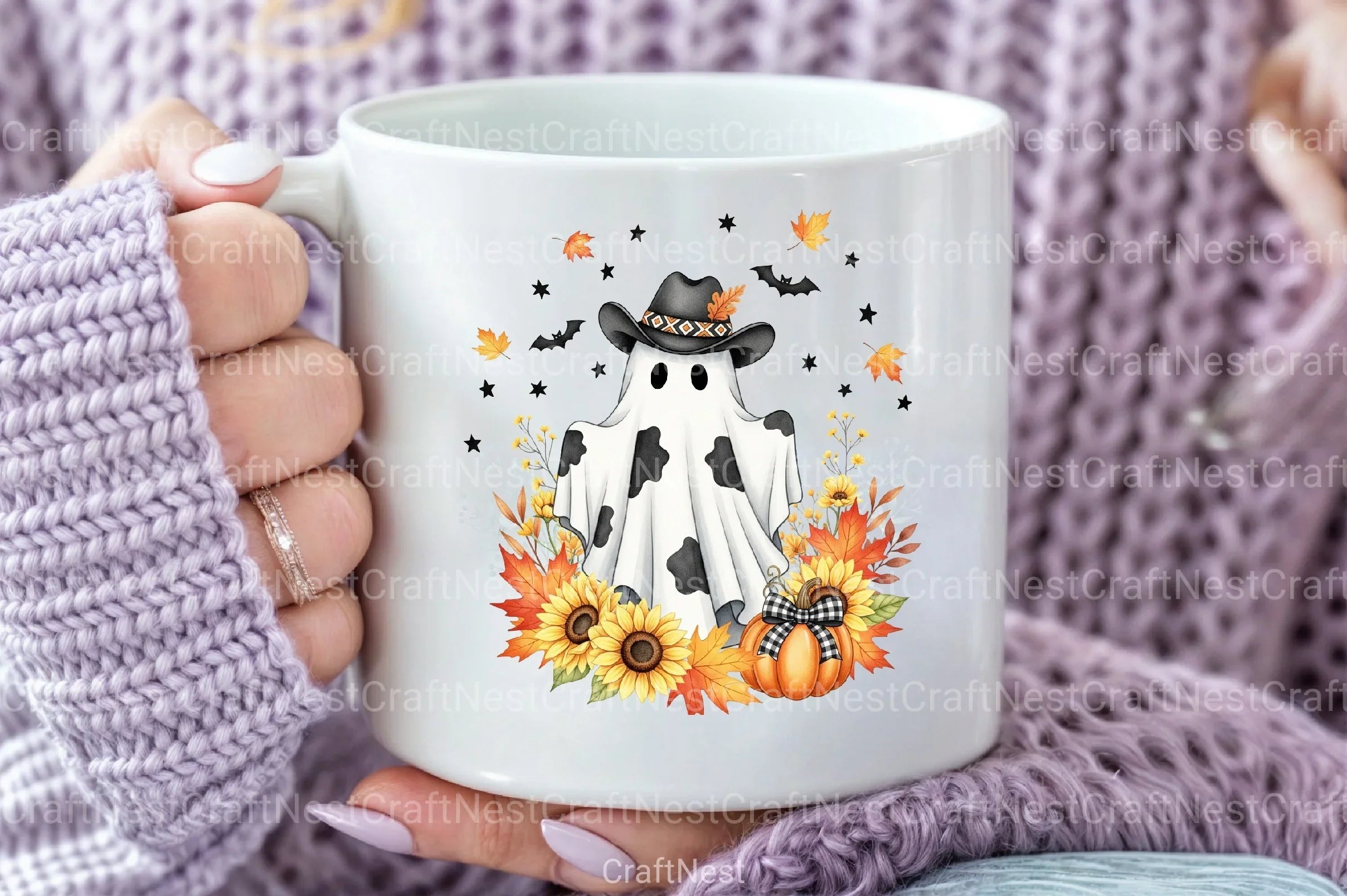 Cute Cowprint Ghost Clipart Bundle - CraftNest - Digital Crafting and Art