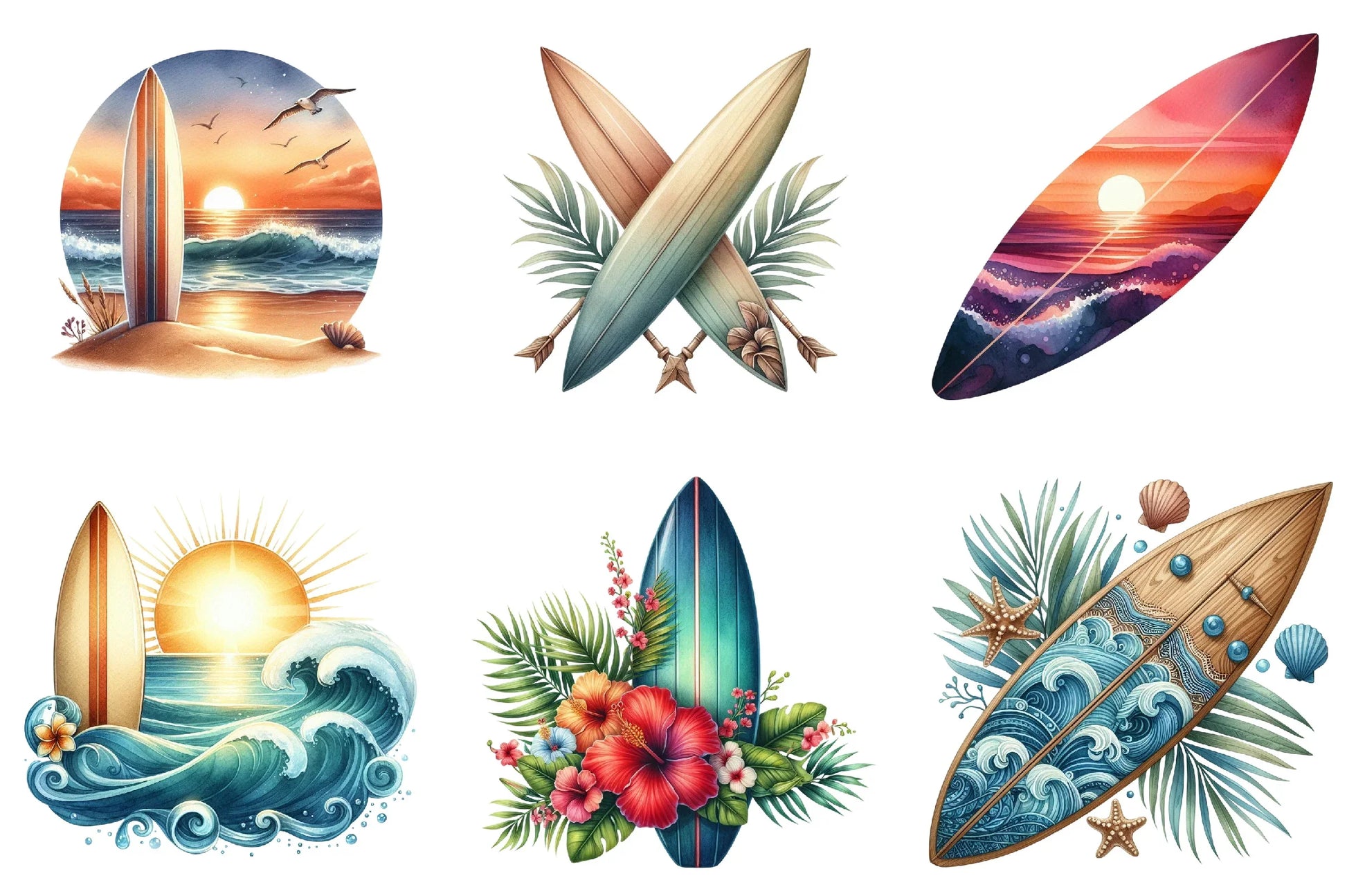 Summer Surfboard Clipart Bundle - CraftNest - Digital Crafting and Art