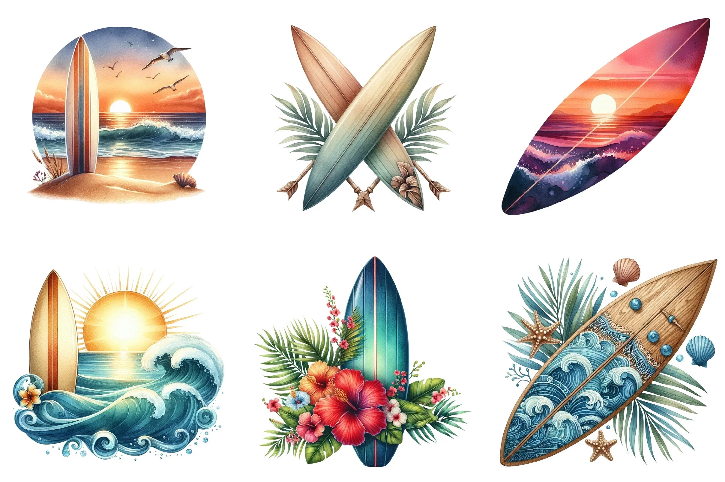 Summer Surfboard Clipart Bundle - CraftNest - Digital Crafting and Art