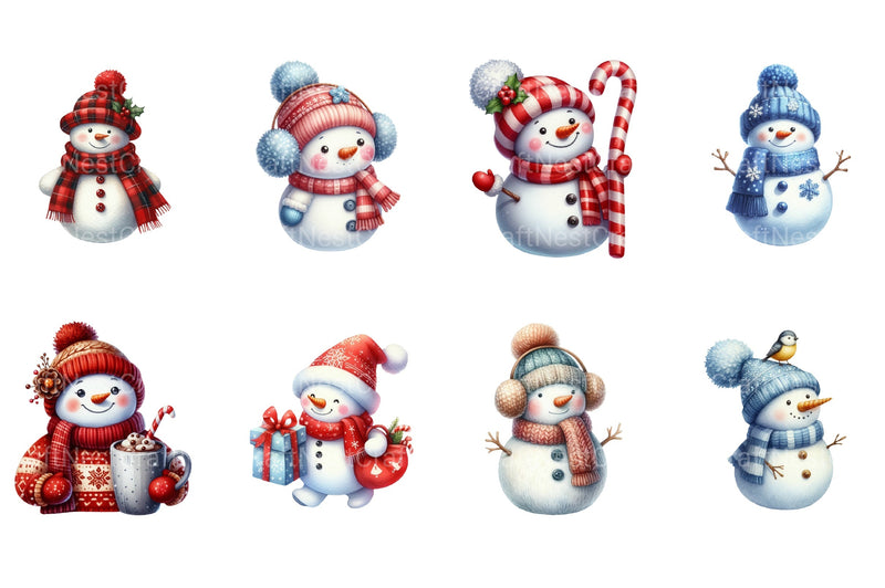 Cute Christmas Snowman Clipart Bundle 99 - CraftNest - Digital Crafting and Art