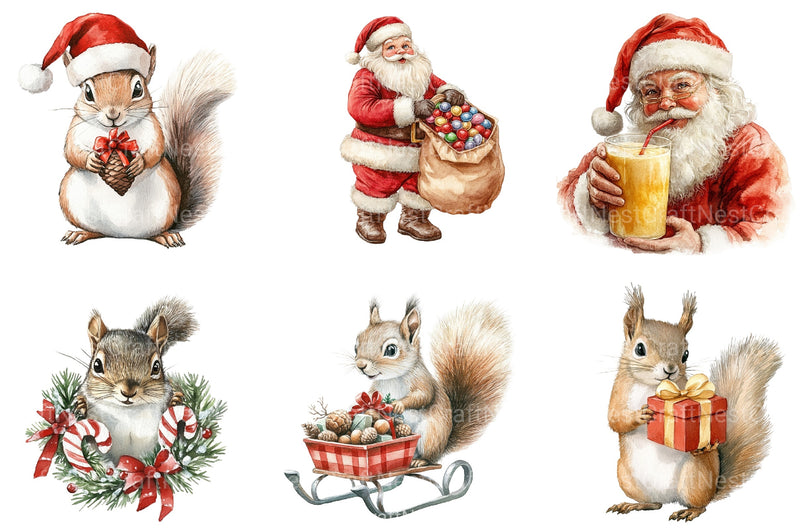 Christmas Squirrel Holiday Clipart Bundle - CraftNest - Digital Crafting and Art