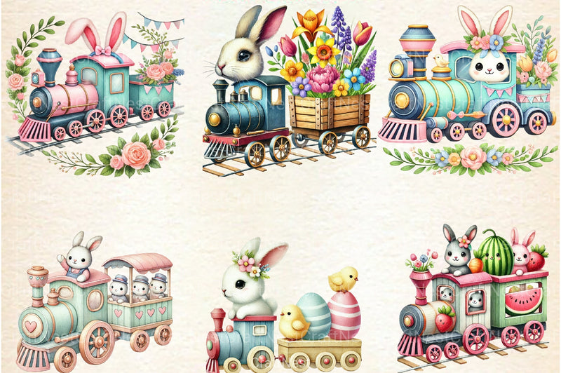 Bunny Train Clipart Bundle 157 - CraftNest - Digital Crafting and Art