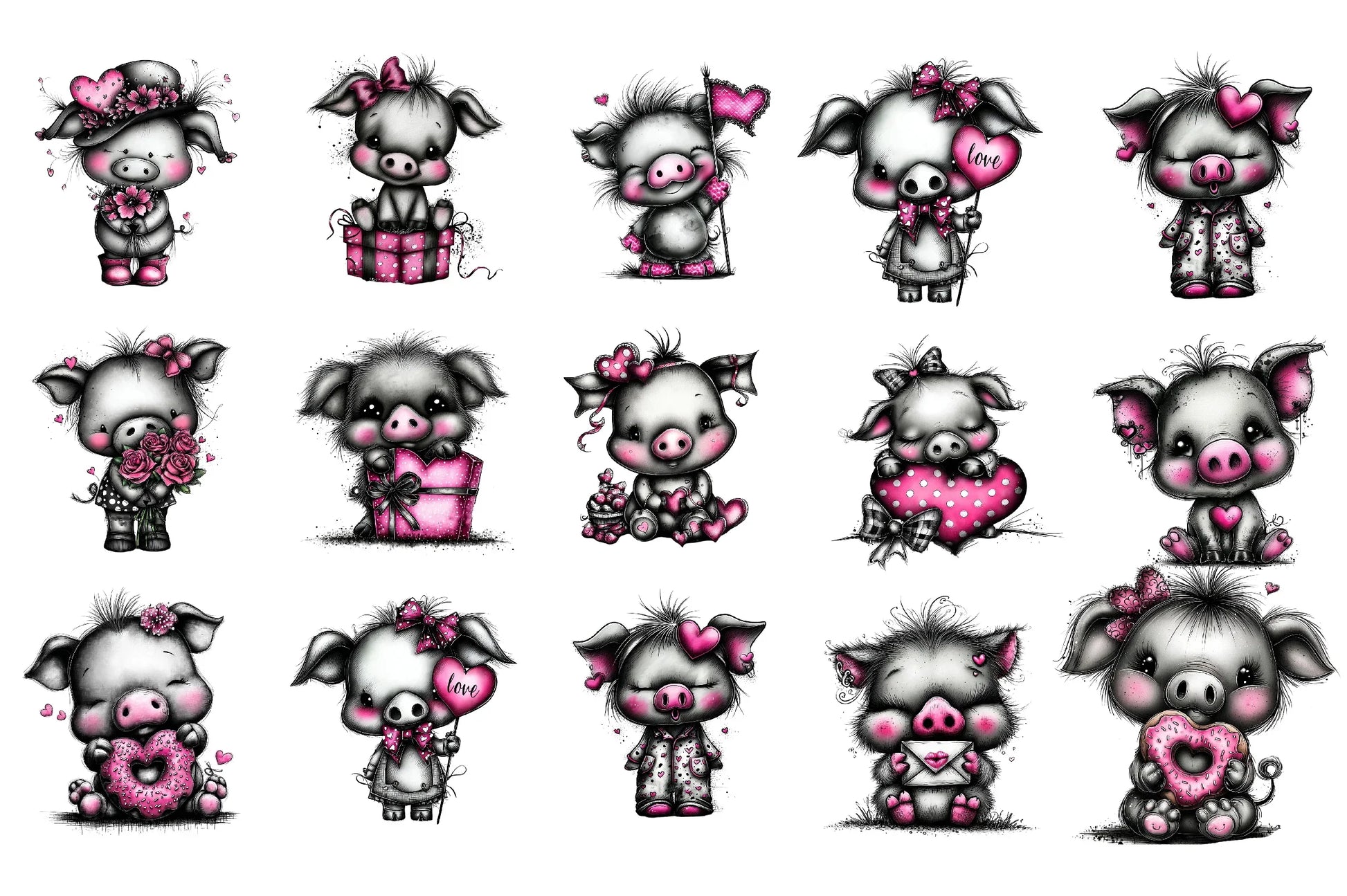Valentine Pig Cute Animal Clipart Bundle - CraftNest - Digital Crafting and Art