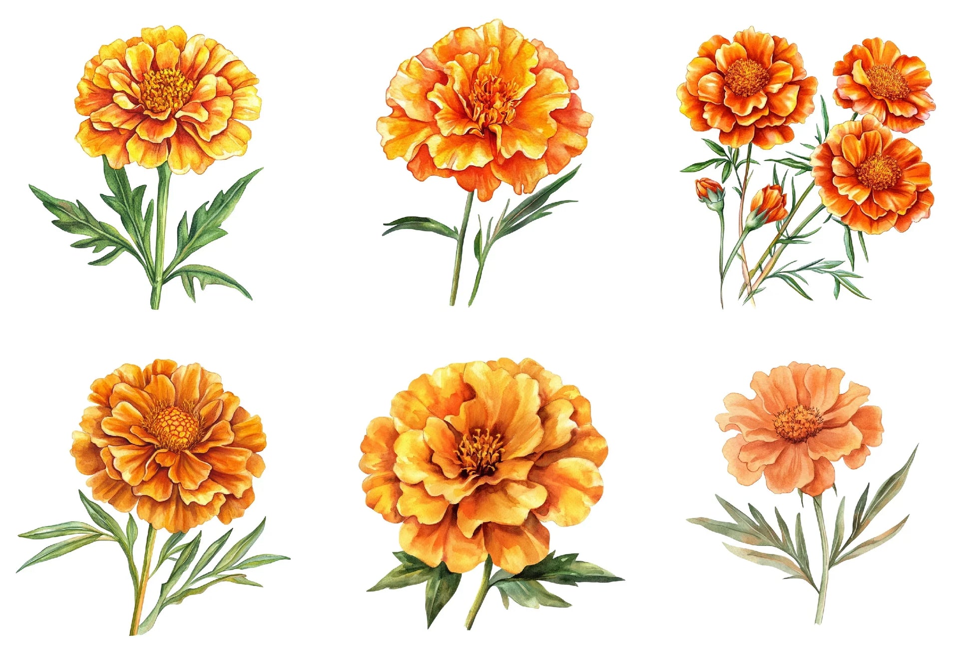 Marigold Flower Bloom Clipart Bundle - CraftNest - Digital Crafting and Art