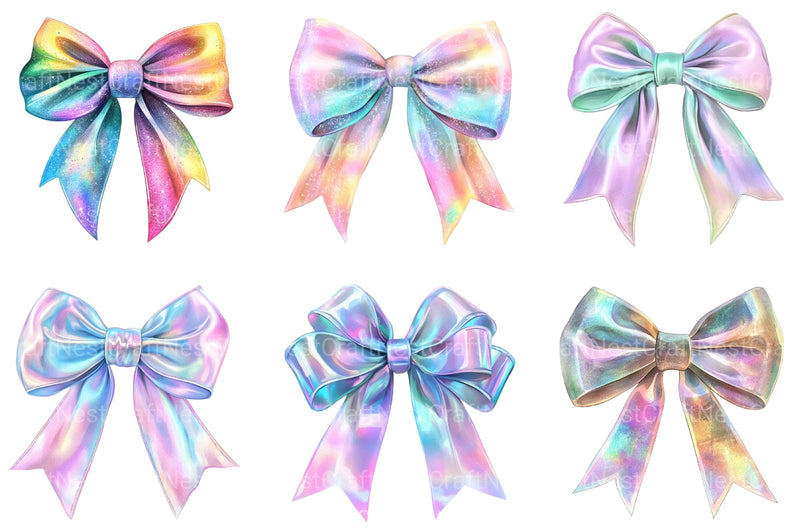 Iridescent Christmas Bow Clipart Bundle - CraftNest - Digital Crafting and Art
