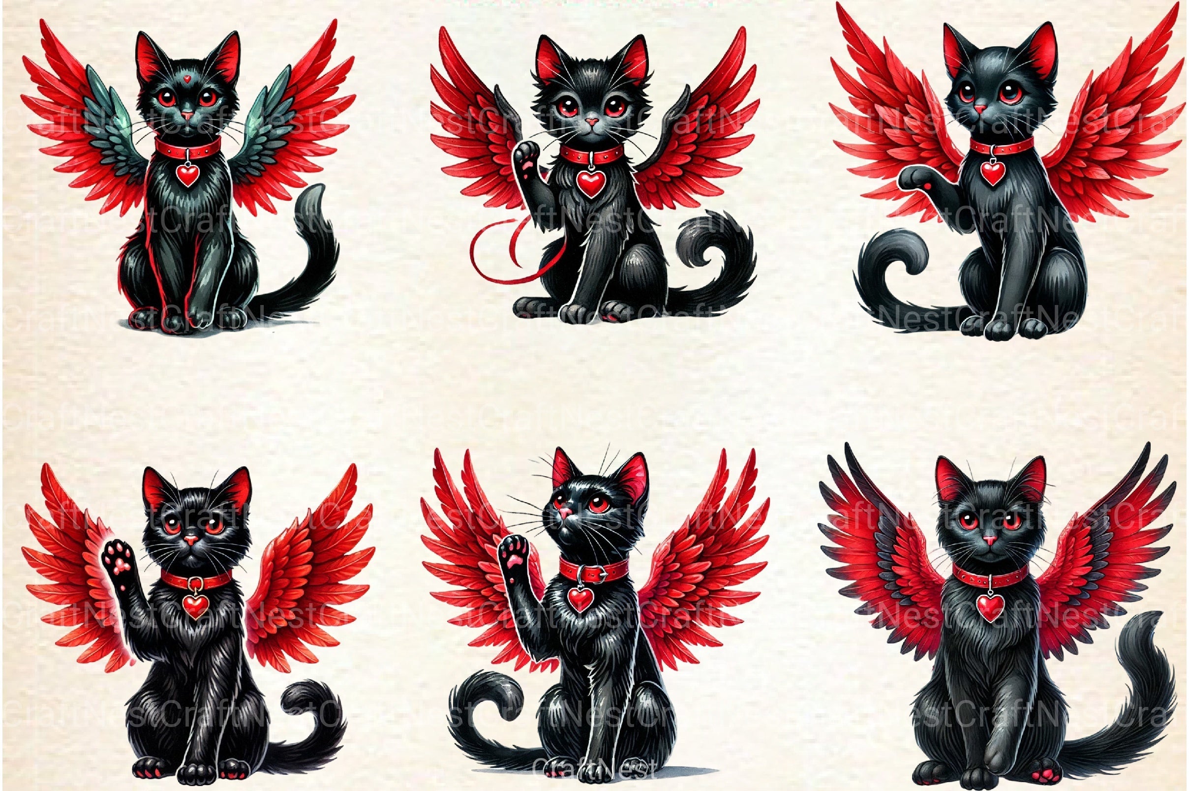 Valentine Black Cat Clipart Bundle 99 - CraftNest - Digital Crafting and Art