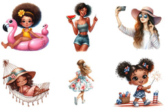 Summer African American Girls Clipart Bundle - CraftNest - Digital Crafting and Art