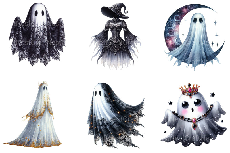 Enchanted Ghost Halloween Clipart Bundle - CraftNest - Digital Crafting and Art