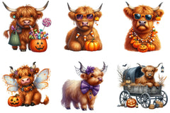 Cute Halloween Highland Cow Clipart Bundle - CraftNest - Digital Crafting and Art