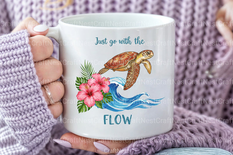 Summer Sea Turtle Waves & Flowers Clipart Bundle - CraftNest - Digital Crafting and Art