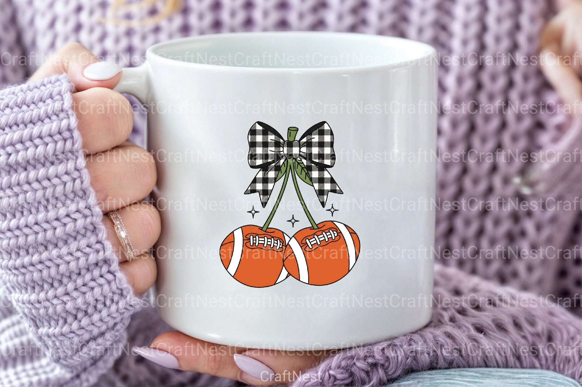 Retro Cherry Football Coquette Bow Clipart Bundle - CraftNest - Digital Crafting and Art