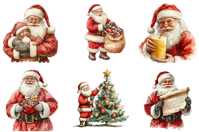 Retro Christmas Santa Clipart Bundle - CraftNest - Digital Crafting and Art