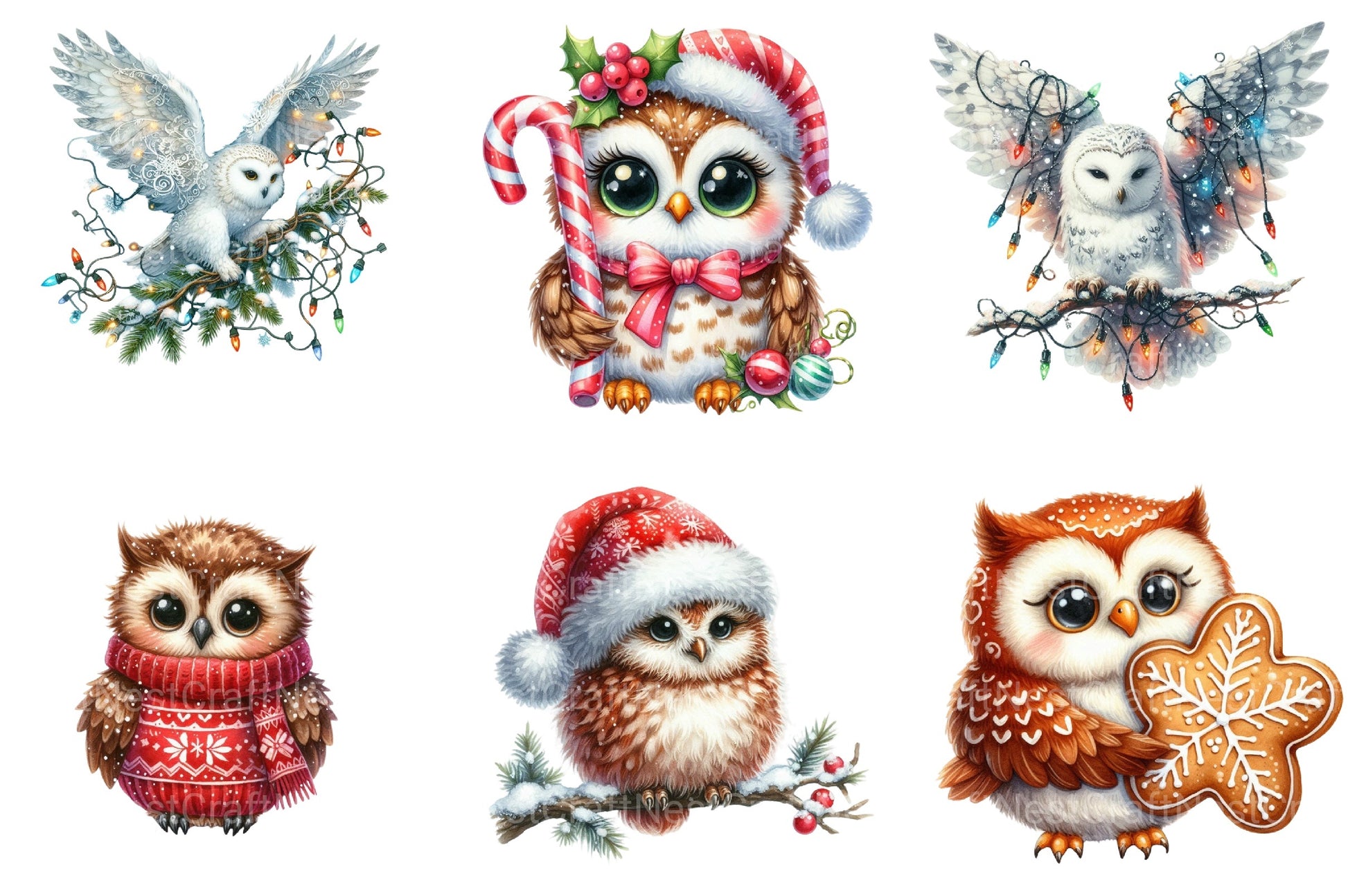 Christmas Cute Owl Clipart Bundle - CraftNest - Digital Crafting and Art