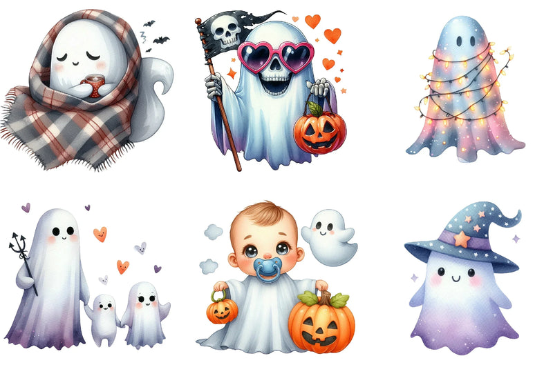 Halloween Ghosts Clipart Bundle - CraftNest - Digital Crafting and Art
