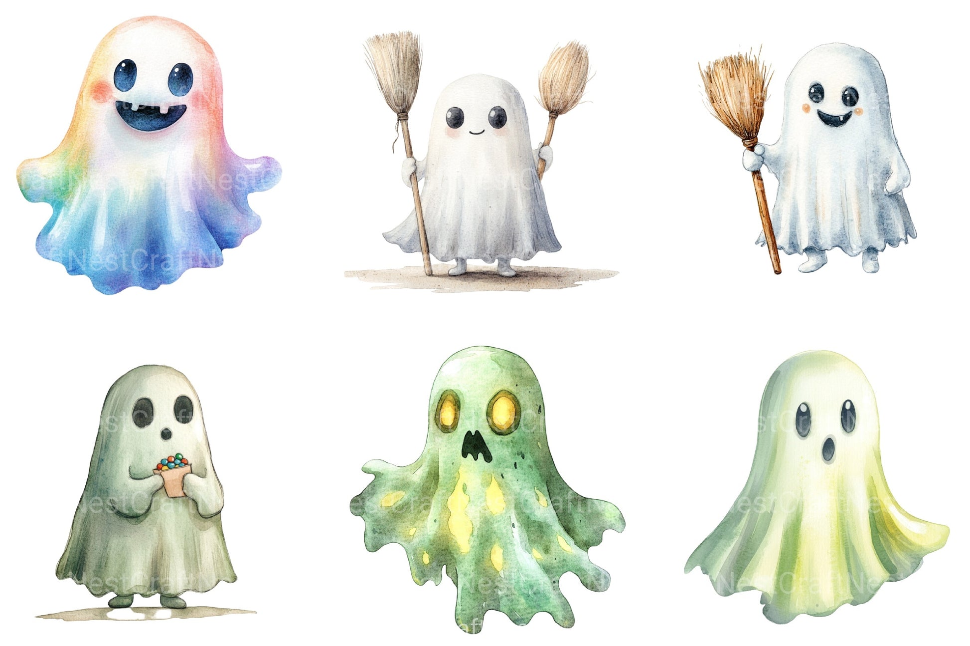 Iridescent Halloween Ghost Clipart Bundle - CraftNest - Digital Crafting and Art