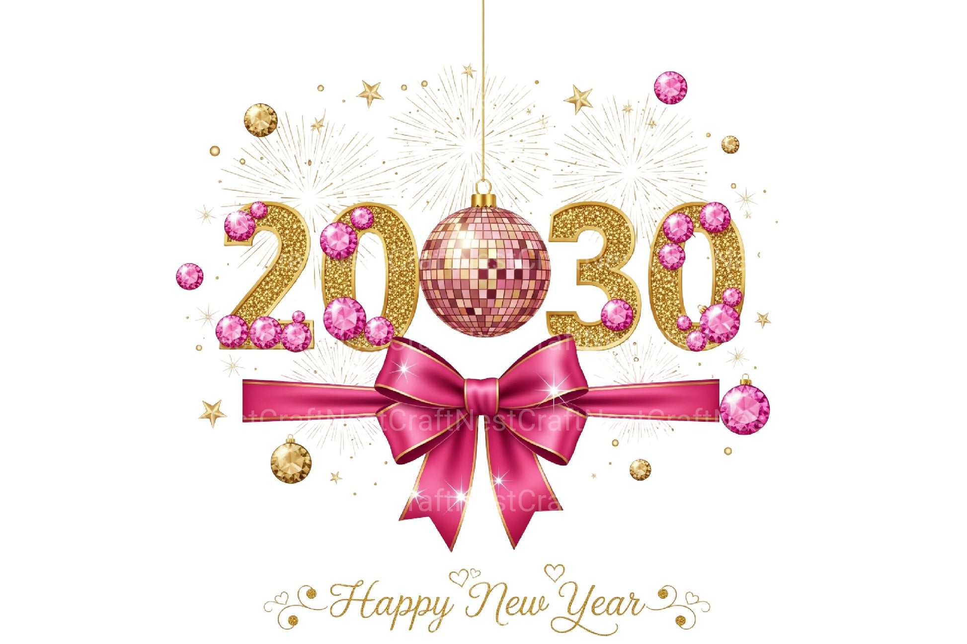 Glitter Happy New Year Clipart Bundle - CraftNest - Digital Crafting and Art