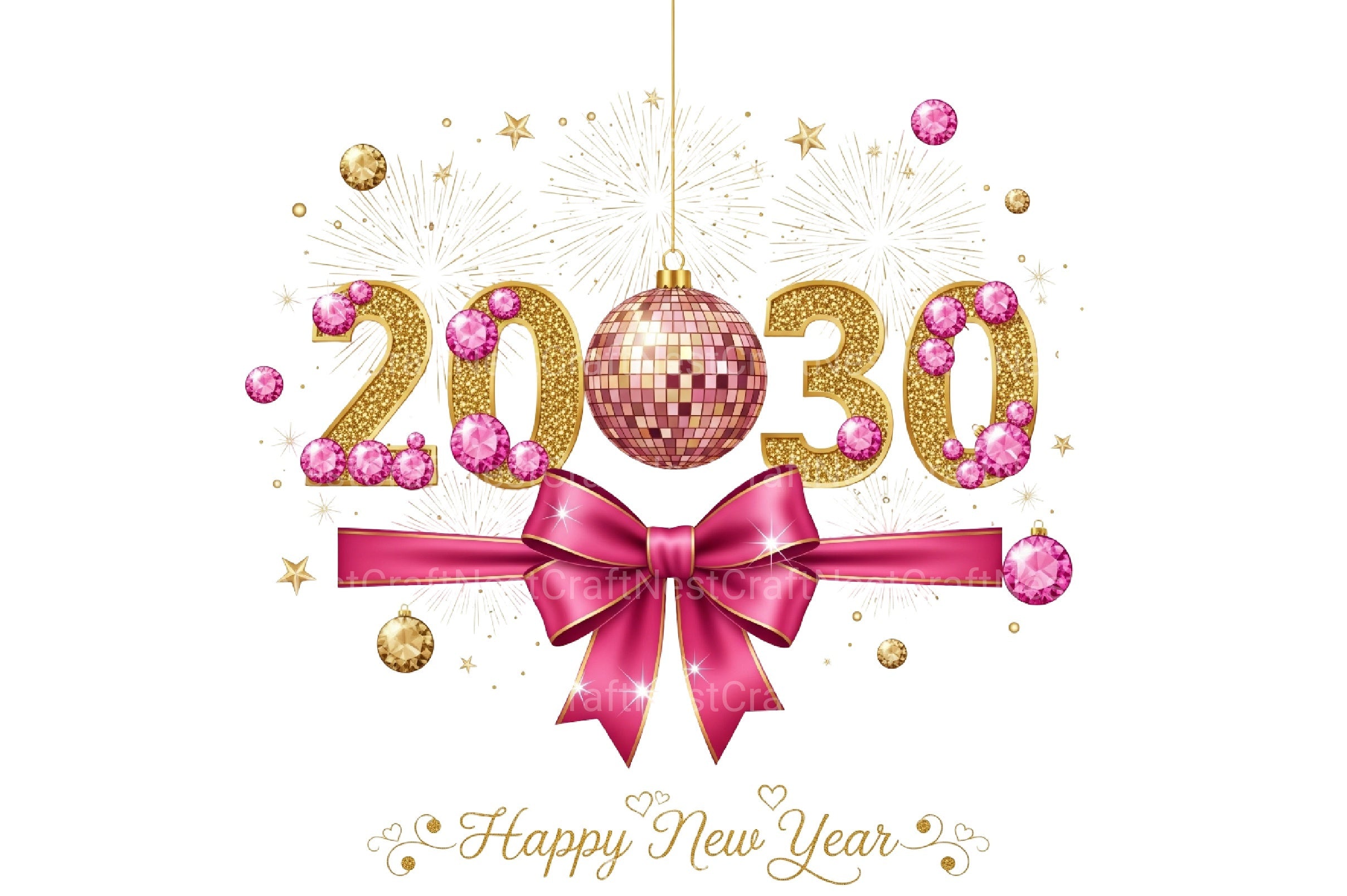 Glitter Happy New Year Clipart Bundle - CraftNest - Digital Crafting and Art