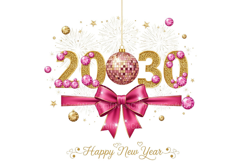 Glitter Happy New Year Clipart Bundle - CraftNest - Digital Crafting and Art