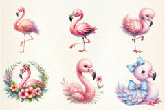 Cute Flamingo Tropical Bird Clipart Bundle - CraftNest - Digital Crafting and Art