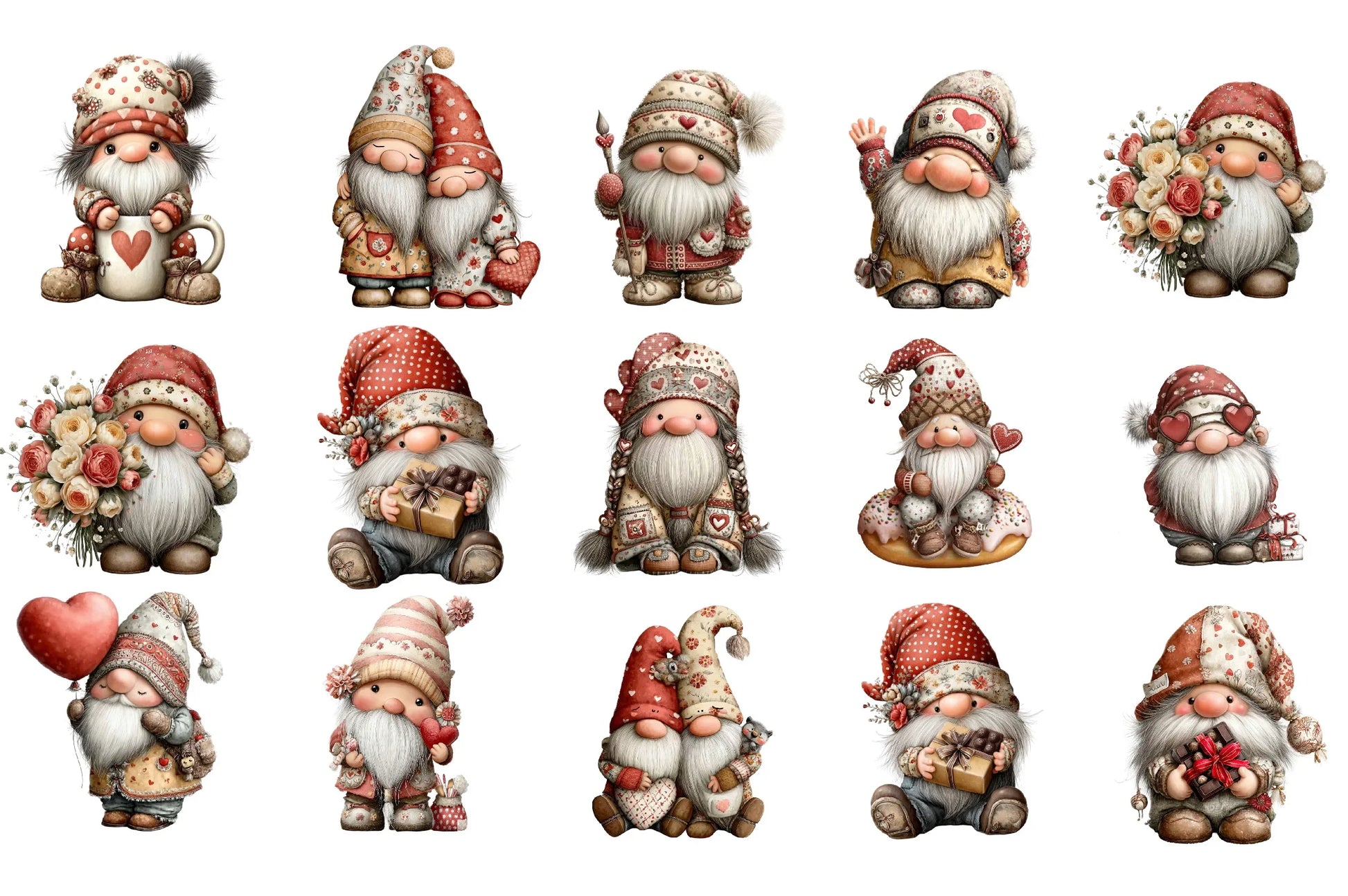 Valentine Gnomes Clipart Bundle - CraftNest - Digital Crafting and Art