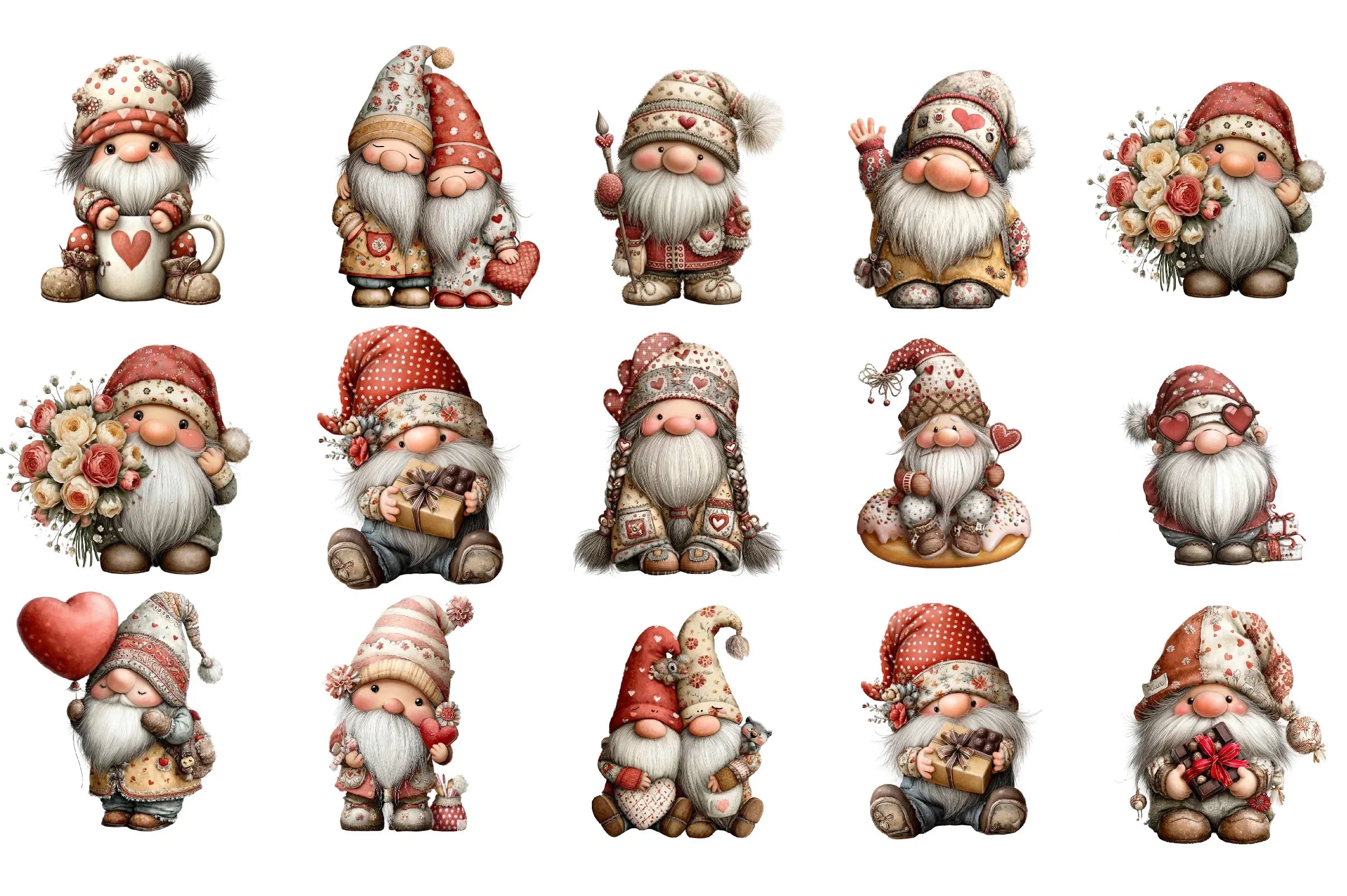Valentine Gnomes Clipart Bundle - CraftNest - Digital Crafting and Art