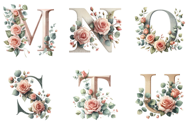 Floral Alphabet Clipart Bundle 10 - CraftNest - Digital Crafting and Art