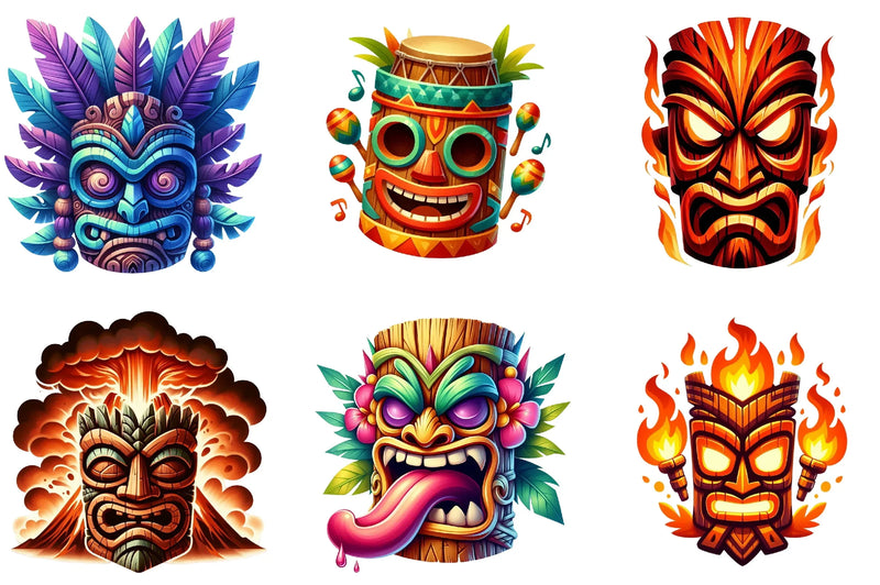 Festival Tiki Mask Clipart Bundle - CraftNest - Digital Crafting and Art