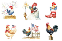 Patriotic USA Chicken Retro America Clipart Bundle - CraftNest - Digital Crafting and Art
