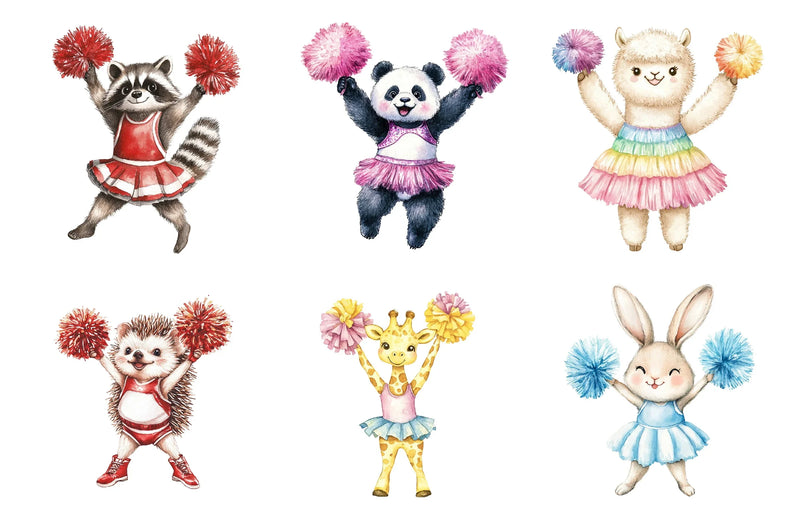 Cheerleader Animal Clipart Bundle - CraftNest - Digital Crafting and Art
