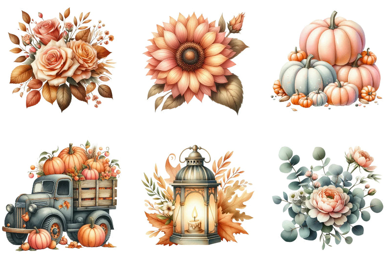 Peach Autumn Clipart Bundle - CraftNest - Digital Crafting and Art