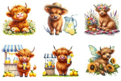 Summer Highland Cow Clipart Bundle - CraftNest - Digital Crafting and Art