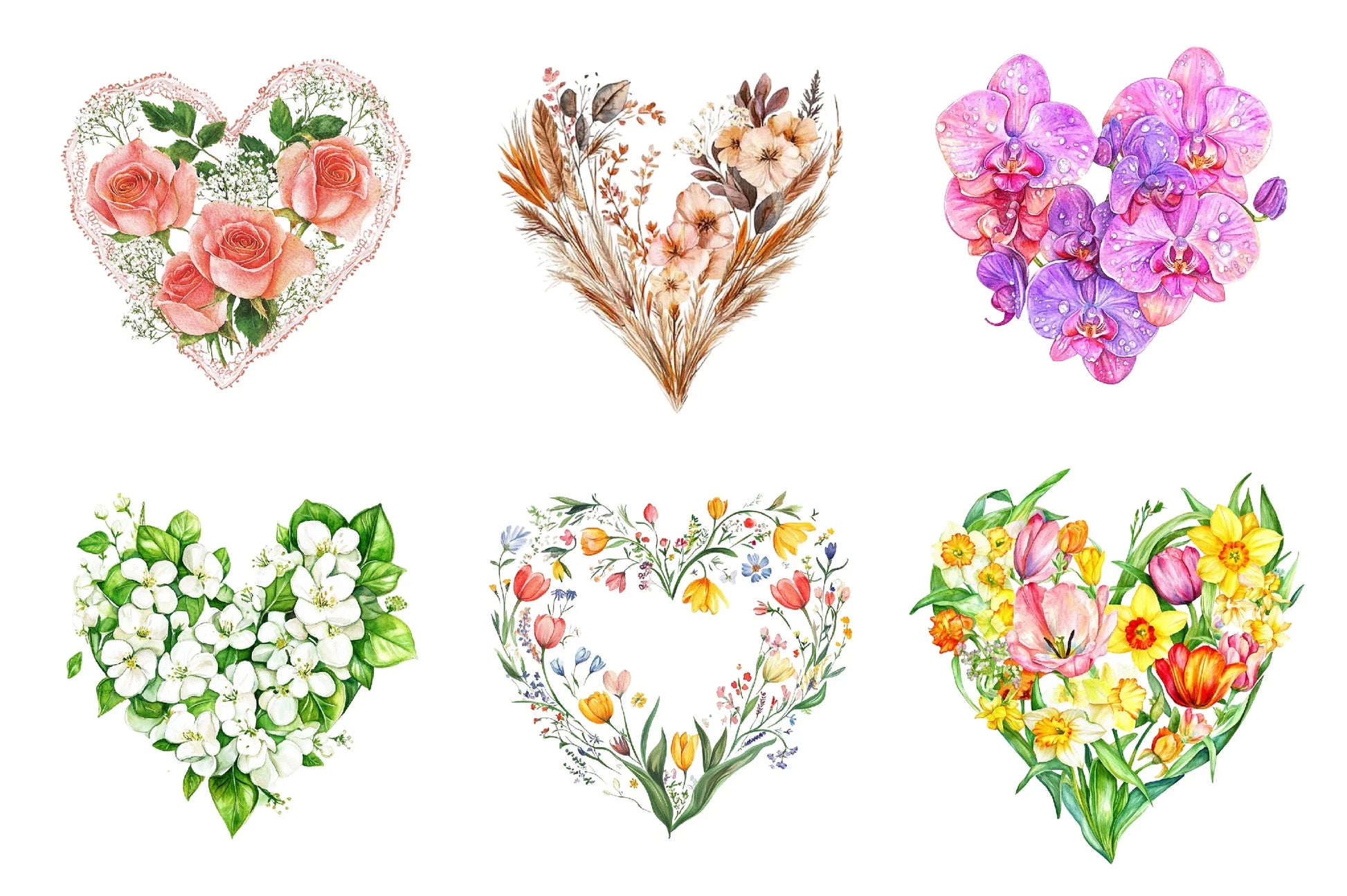 Spring Floral Hearts Clipart Bundle - CraftNest - Digital Crafting and Art