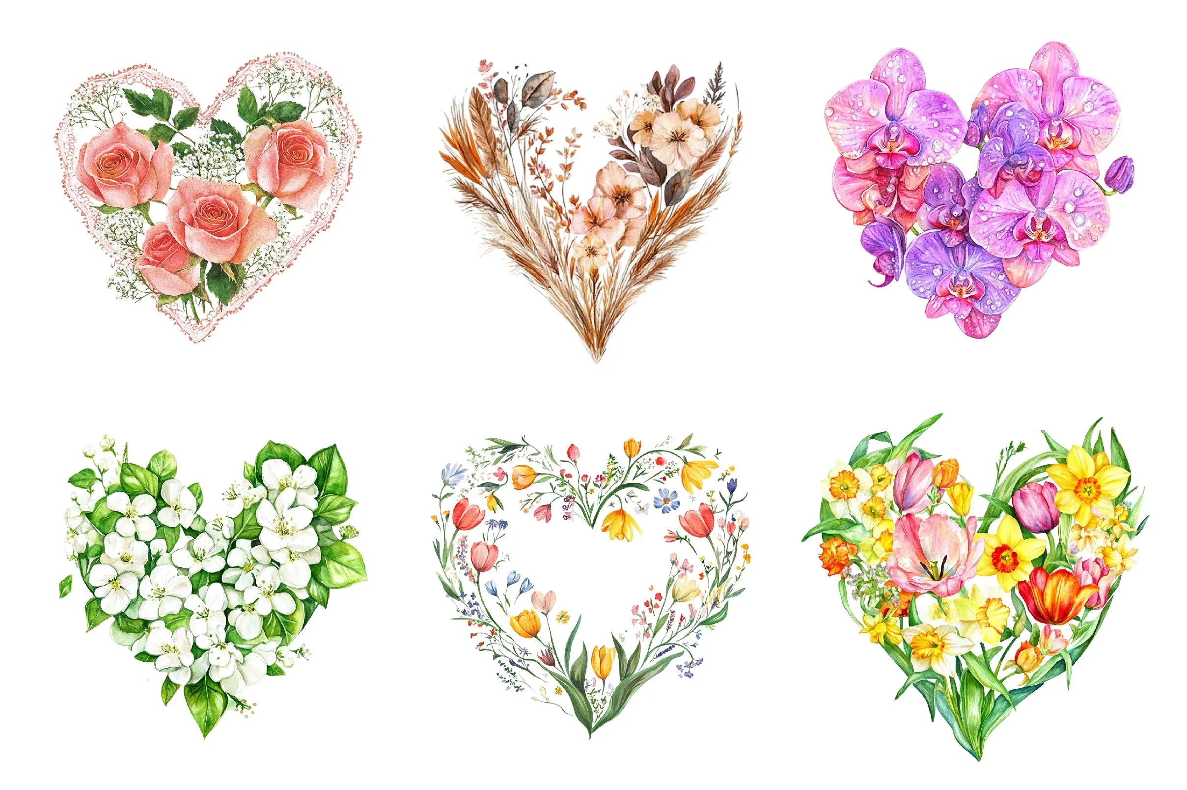 Spring Floral Hearts Clipart Bundle - CraftNest - Digital Crafting and Art