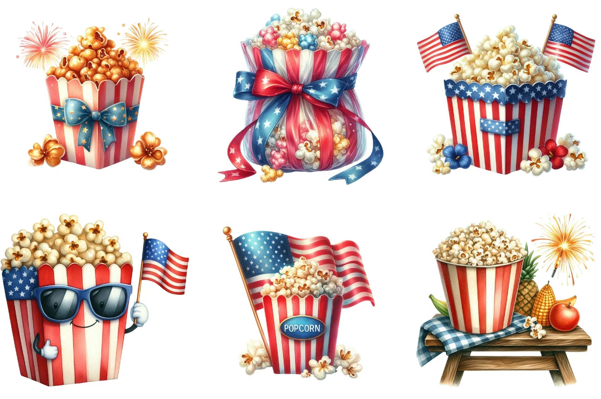 4th of July Popcorn Clipart Bundle - CraftNest - Digital Crafting and Art
