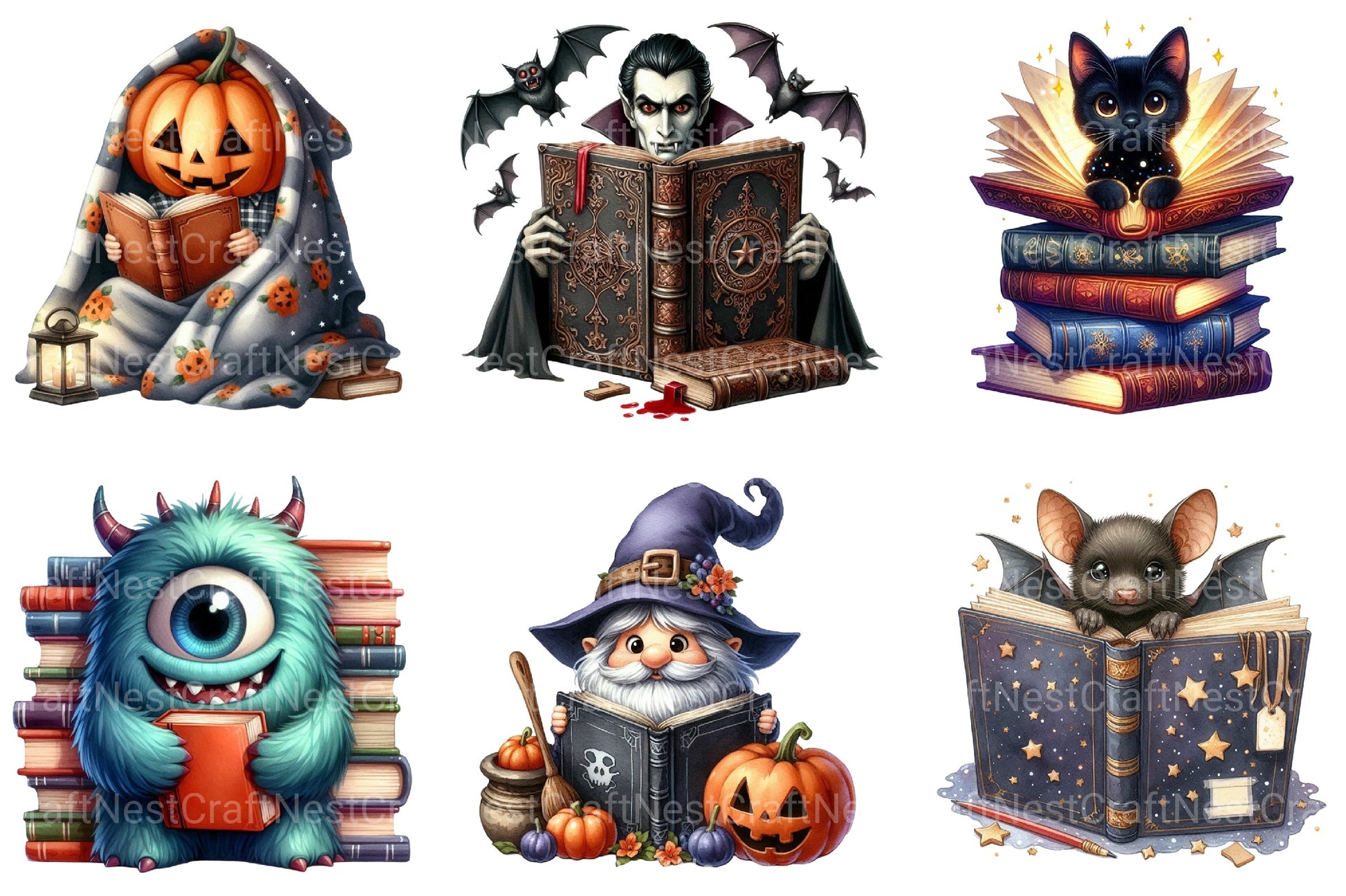 Green & White Halloween Clipart Bundle 2 - CraftNest - Digital Crafting and Art