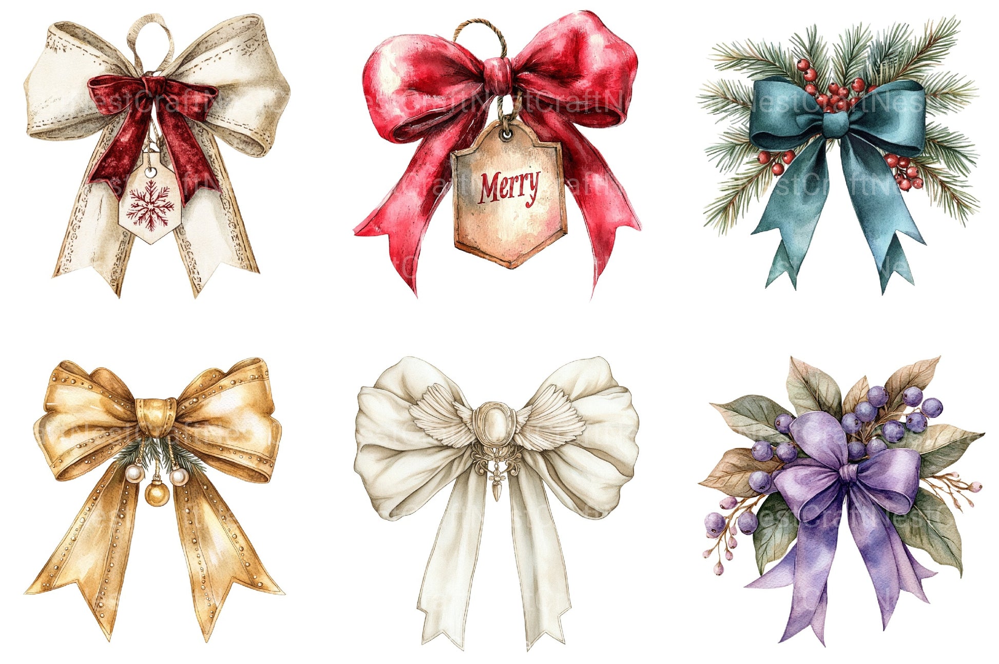 Coquette Christmas Bow Clipart Bundle - CraftNest - Digital Crafting and Art