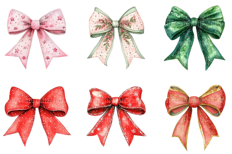 Christmas Coquette Bows Clipart Bundle - CraftNest - Digital Crafting and Art