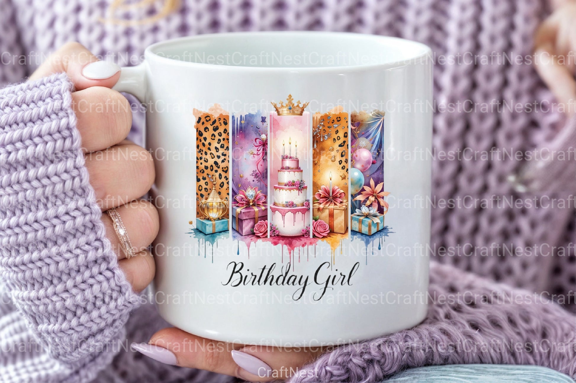 Brushstroke Birthday Girl Clipart Bundle - CraftNest - Digital Crafting and Art