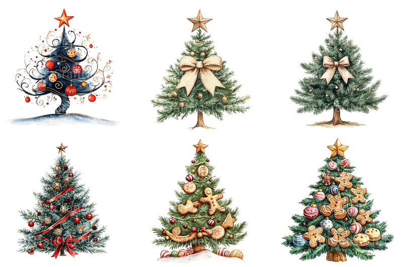 Cute Doodle Christmas Tree Clipart Bundle - CraftNest - Digital Crafting and Art